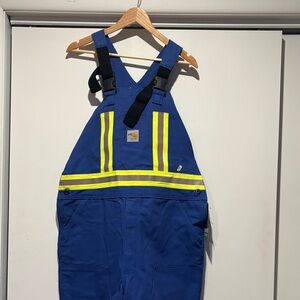 Carhartt Men’s FR CAT2 Blue Overalls with Reflective Stripes